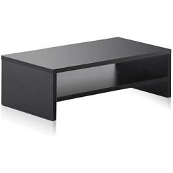 FITUEYES Computer Monitor Stand Clamp Desk TV Shelf Risers 16.7 inch 2 Tiers Monitor Stand Save Space Black