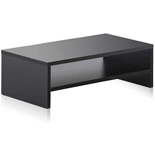 FITUEYES Computer Monitor Stand Clamp Desk TV Shelf Risers 16.7 inch 2 Tiers Monitor Stand Save Space Black