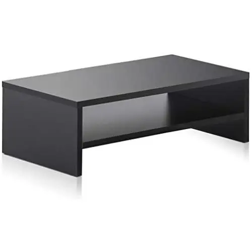 FITUEYES Computer Monitor Stand Clamp Desk TV Shelf Risers 16.7 inch 2 Tiers Monitor Stand Save Space Black