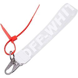 OW Keychain White Unisex Cool Wrist Lanyard Premium Quality Metal Keychain for Key Badge