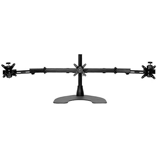Ergotech Triple LCD Monitor Desk Mount Stand with Telescopic Wings, Fully Adjustable Mount for 3 Screens up to 27 inches, 25 lbs. Weight Capacity per Pivot, Black