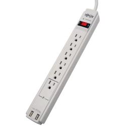 Tripp Lite 6 Outlet Surge Protector Power Strip 6ft Cord 990 Joules Dual USB Charging LED & INSURANCE (TLP606USB)