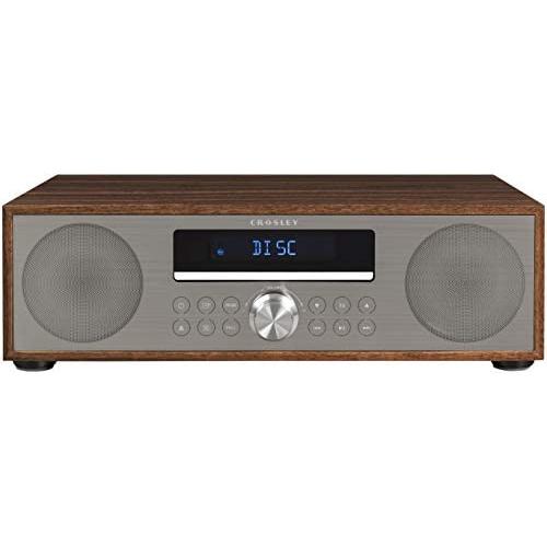 Crosley CR3501A-WA Fleetwood Bluetooth FM Clock Radio and CD Player, Walnut