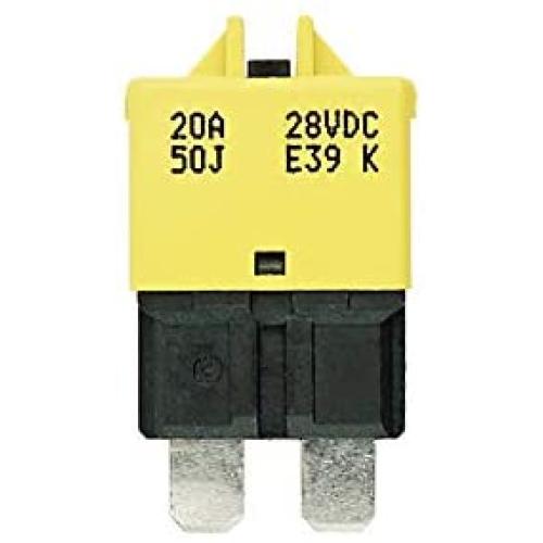LENKRAD 20 Amp 5pcs Yellow Manual Reset Low Profile ATS Circuit Breakers 12V - 28V DC (20A)