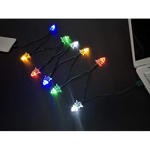 YAGE Tale Christmas Tree Shaped USB Charging Cable Christmas Light Phone Charger Cord 50inch 10LED Multicolor Compatible with Phone 5 5s 6 6plus 6s 6s Plus 7 7plus 8 8plus X XR XS XS Max 11Pro Max