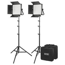Fovitec Portable 2-Light 600 LED Bi-Color Panel Kit with Cases & Stands, 3200K-5600K, 95+ CRI, for Portraits, Product Photos, Vlogging, Video Conferencing, Green Screen Chroma Key, & Live Streaming