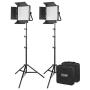 Fovitec Portable 2-Light 600 LED Bi-Color Panel Kit with Cases & Stands, 3200K-5600K, 95+ CRI, for Portraits, Product Photos, Vlogging, Video Conferencing, Green Screen Chroma Key, & Live Streaming