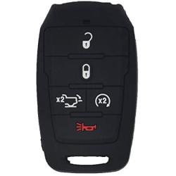WEIBISS 2 Pack 5 Buttons Key Fob Cover Case Protector Shell Remote Jacket Keyless Entry Holder Bag Compatible with Dodge 2021 2020 2019 Ram 1500 Pickup 68291690AB/AC/AD, Black Pink