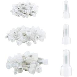 Onite 100PCS Transparent Protective Closed End Crimp Cap Terminal Connectors,Nylon Power Cable Wire Connector Kit(22-16AWG,16-14AWG,12-10AWG)