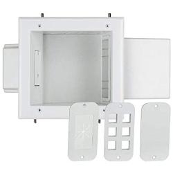 DATA COMM Electronics 45-0051-WH Recessed AV/HDMI Cable Conceal Plate with Expandable Media Box and Dual Power Receptacle