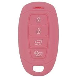 WEIBISS 2pcs 4 Buttons Key Fob Cover Case Protector Shell Remote Jacket Keyless Entry Holder Bag for Hyundai Kona Azera Grandeur IG, Black Pink
