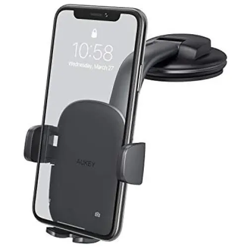 AUKEY Car Phone Mount [Strong Suction] Windshield Dashboard Car Phone Holder Anti-Shake 360 Degree Rotation Compatible with iPhone 11 Pro Max/11/XS Max/XS/8 and More