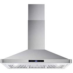 Cosmo COS-63190S 36 in. Wall Mount Range Hood Ductless Convertible Duct Permanent Filters, Soft Touch Controls, LED Lights, in Stainless Steel