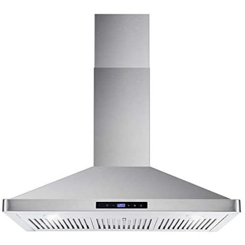 Cosmo COS-63190S 36 in. Wall Mount Range Hood Ductless Convertible Duct Permanent Filters, Soft Touch Controls, LED Lights, in Stainless Steel