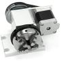 Reducing Ratio 4:1 CNC 4th-axis A-axis Rotation-axis, 4 Jaw K12-65mm Chuck Tip Indexing Head with Nema17 2-Phase 4-Wire Stepper Motor + 54mm Tailstock for CNC Router Engraving Machine