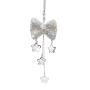 Car Mirror Pendant Charm Car Rear View Mirror Ornament with Tassel Bling Car Accessories Crystal Rhinestone Cute Car Decor Lucky Hanging Car Interior Decaration (White Bow)