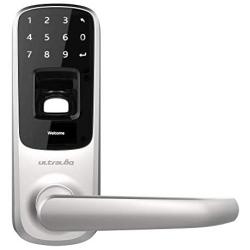 Ultraloq UL3 Fingerprint and Touchscreen Keyless Smart Lever Door Lock (Satin Nickel) | 3-in-1 Keyless Entry | Secure Finger ID | Anti-peep Code | Premium Construction Material | Match Home Aesthetics