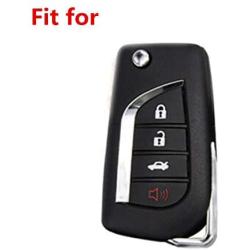 Ezzy Auto Black and Blue Silicone Rubber Key Fob Case Key Covers Key Jacket fit for Toyota Camry Yaris Avalon Corolla Highlander Sequoia Sienna Tundra Tacoma 4Runner Rav4