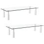 Mount Plus STB101 22.5 Inch Wide Tempered Glass Monitor Riser Desktop Stand Height Adjustable Table Top for Flat Screen LCD LED TV, Laptop, Notebook, Display (2 Pack)