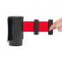 DuraSteel Crowd Control Wall Barrier - Wall Mount 96” Red Retractable Belt w/Black Finish Body - Safe Braking System and Locking Button - Used in Retail Stores, Airports, Banks, Restaurants, Hotels
