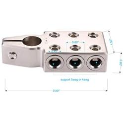 1/0 & 4 Gauge 6 Input Car Audio Battery Terminals Distribution Connector,Positive and Negative (+/-)(Pair) for SAE Tapered Top Post