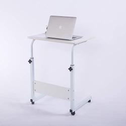 Laptop Cart 23.6'' Mobile Table Fancasa Movable Portable Adjustable Notebook Computer Stand with Wheels (White)