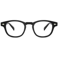 JiSoo Blue Light Glasses, Fashion Blue Light Blocking Glasses Trendy Computer Game Glasses Filter Blue Ray Stylish Eyeglasses Frame with Spring Hinge, Black