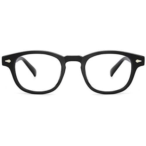 JiSoo Blue Light Glasses, Fashion Blue Light Blocking Glasses Trendy Computer Game Glasses Filter Blue Ray Stylish Eyeglasses Frame with Spring Hinge, Black