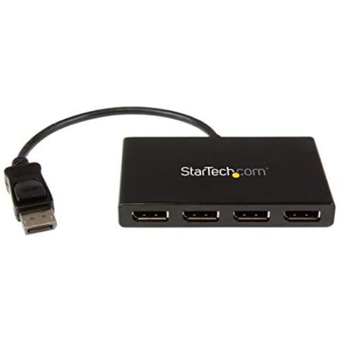 StarTech.com 4 Port DisplayPort MST Hub - DP 1.2 to 4x DP MST Hub - DisplayPort Multi Monitor Splitter - 4 Port MST Hub (MSTDP124DP),Black
