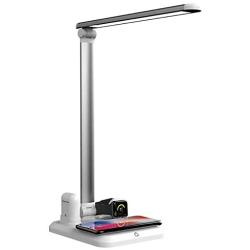 5 in 1 Wireless Charger LED Desk Lamp Charging Station Compatible with iPhone11/11Pro/11Pro Max/X/XS/XR/XS Max/8/8+,Airpod Apple Watch 4/3/2/1(NOT 5),Galaxy S10+/S9+/S8/S7 Qi Enabled Phones (White)