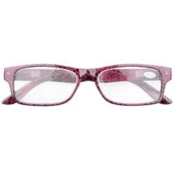 Eyekepper 6-Pack Spring Hinges Patterned Rectangular Reading Glasses Include Computer Readers Women +2.5