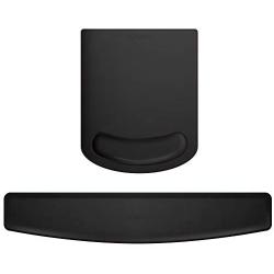 PU Leather Mouse Pads Wrist Rest Support and Keyboard Wrist Rest Pad Set for Laptop Computer Mac,Ergonomic Memory Foam,Non-Slip Base Mouse pad,Easy Typing and Relieve Wrist Pain(Black)