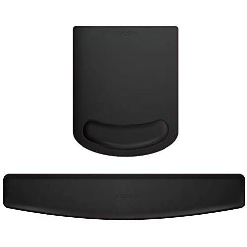 PU Leather Mouse Pads Wrist Rest Support and Keyboard Wrist Rest Pad Set for Laptop Computer Mac,Ergonomic Memory Foam,Non-Slip Base Mouse pad,Easy Typing and Relieve Wrist Pain(Black)