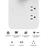 COZOO LED Desk Table Lamp with 3 USB Charging Ports and 2 AC Outlets Power Strip, 3 Lighting Models with 3 Brightness Levels, 1h Timer, Touch Dimmer Control,Eye Protection Foldable Reading Light,White
