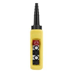 4 Directions Hoist Push Button Switch, 4 Buttons Crane Lifting Pendant Controller with Emergency Stop Button for Hoist and Crane