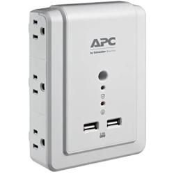 APC Wall Outlet Plug Extender, Surge Protector with USB Ports, P6WU2, (6) AC Multi Plug Outlet, 1080 Joule Surge Protection White