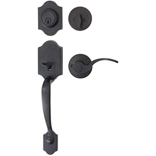 Amazon Basics Handleset with Shelby Lever - Single Cylinder - Oil Rubbed Bronze