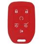 LemSa 2Pcs Rubber 5 Buttons Key Fob Cover Case Remote Keyless Protector Bag Holder Compatible with GMC Acadia Terrain Yukon Chevrolet Suburban Tahoe, Red Pink