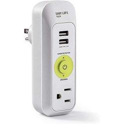 1 AC Outlet 2 USB Ports Surge Protector Power Strip 1200 Joules, Ideal Plug for Mobile Devices and Personal Electronics - White