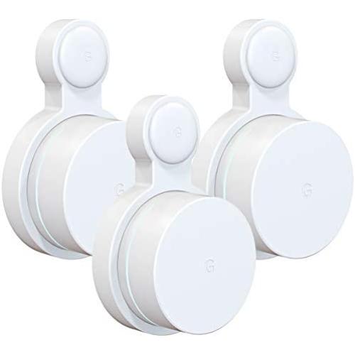 Pefecon Outlet Wall Mount for Google WiFi [2020 Model], No Messy Wires | Space Saving | Easily Be Moved Outlet Mount for Google Mesh WiFi Router, Best Design for Winding Power Cord (3 Pack)