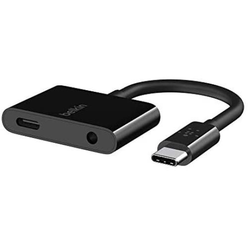 Belkin Rockstar 3.5mm Audio + USB-C Charge Adapter (USB-C Audio Adapter for Note10, Pixel 3, Pixel 3XL, Ipad Pro and More)