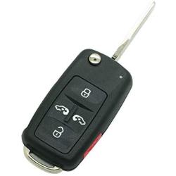 SEGADEN Replacement Key Shell Compatible with VOLKSWAGEN VW 5 Button Keyless Entry Remote Flip Key Case Fob 4+1 BTN SS826G