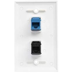 Ethernet Phone Jack Wall Plate - CAT6 and Phone Faceplate Female to Female with 1 6P4C CAT3 RJ11/RJ12 Jack + 1 CAT6 Ethernet Port(2-Pack)