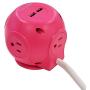 Accell Power Cutie - Compact Surge Protector with 3 Tamper Resistant 540J Surge Protected AC outlets and 4 USB-A Charging Ports, 6ft Cord, Pink (D080B-049P)