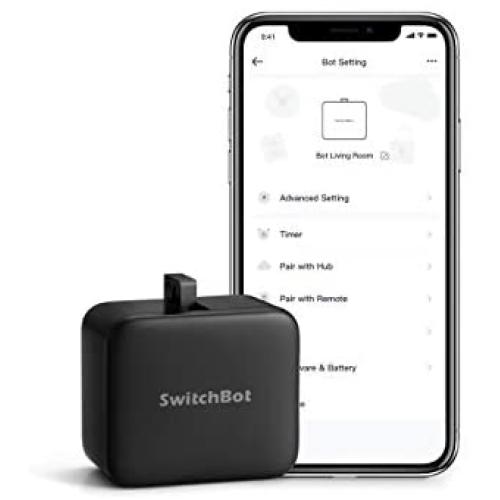 SwitchBot Smart Switch Button Pusher - No Wiring, Wireless App or Timer Control, Add SwitchBot Hub Compatible with Alexa, Google Home, HomePod, IFTTT