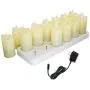 12pcs Flickering Flameless Candles with Moving Wick, Rechargeable Tea Light Candles with Chargeable Base, Battery Operated LED Candles, Pillar Electric Lights for Garden Home Party Wedding Festival