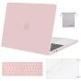 MOSISO Compatible with MacBook Pro 13 inch Case 2016-2020 Release A2338 M1 A2289 A2251 A2159 A1989 A1706 A1708, Plastic Hard Shell Case&Keyboard Cover Skin&Screen Protector&Storage Bag, Rose Quartz