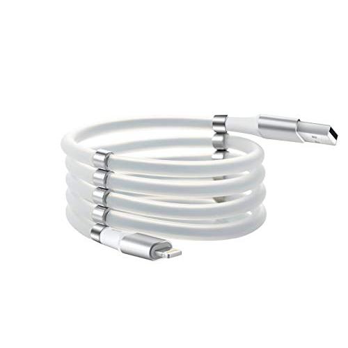 Krongkoy 3.2ft-Ap,Magnet Storage Data Cable,Self-Coiling Data Cable,Magnetic Cable,Magnetic Charger Cable,Compatible with All i-Products.