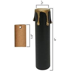 Royal Designs 4 Inch Candle Drip Sleeves Chandelier Socket Covers with Paper Insulation, Black Gold, Set of 6