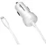 Amazon Basics Coiled Cable Lightning Car Charger, 1.5 Foot, White